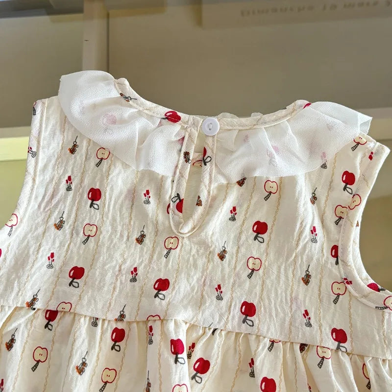 Bonkawoo Two Piece Sleeveless Princess Dress Floral Print Baby Girls