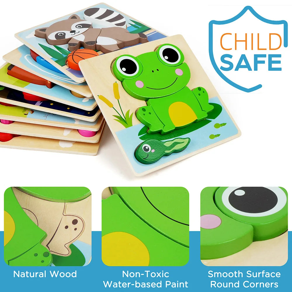 Hign-concerned Animal Wooden Puzzles For Toddlers Learning