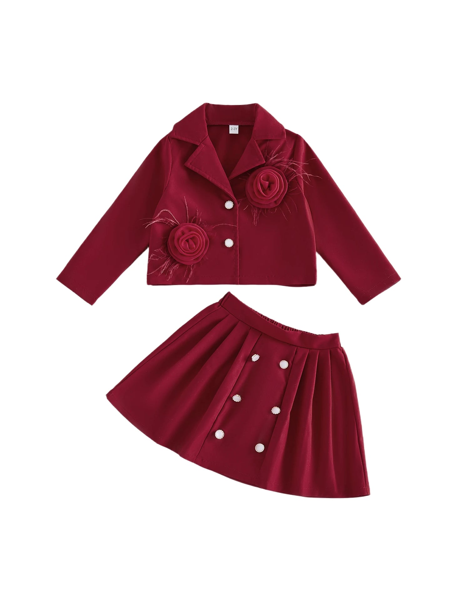 Toddler Girl Floral 2 Piece Blazer and Pleated Skirt Set