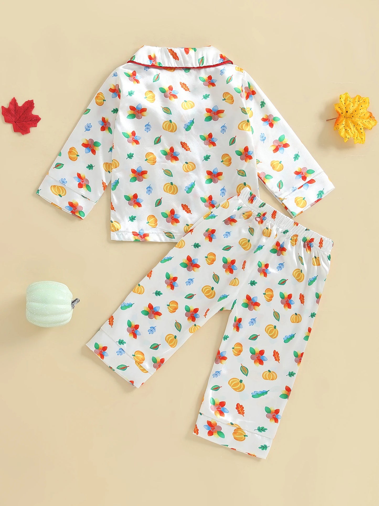 Velvet Toddler Pajama Set Lapel Collar Reindeer Print