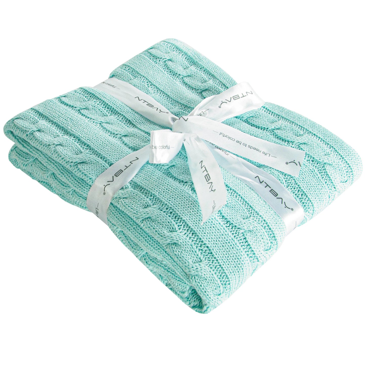 Ntbay 100 Percent Cotton Cable Knit Toddler Blanket Soft