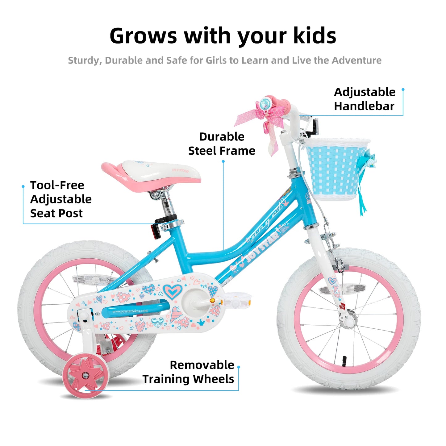 Joystar Kids Bike With Training Wheels And Front Basket