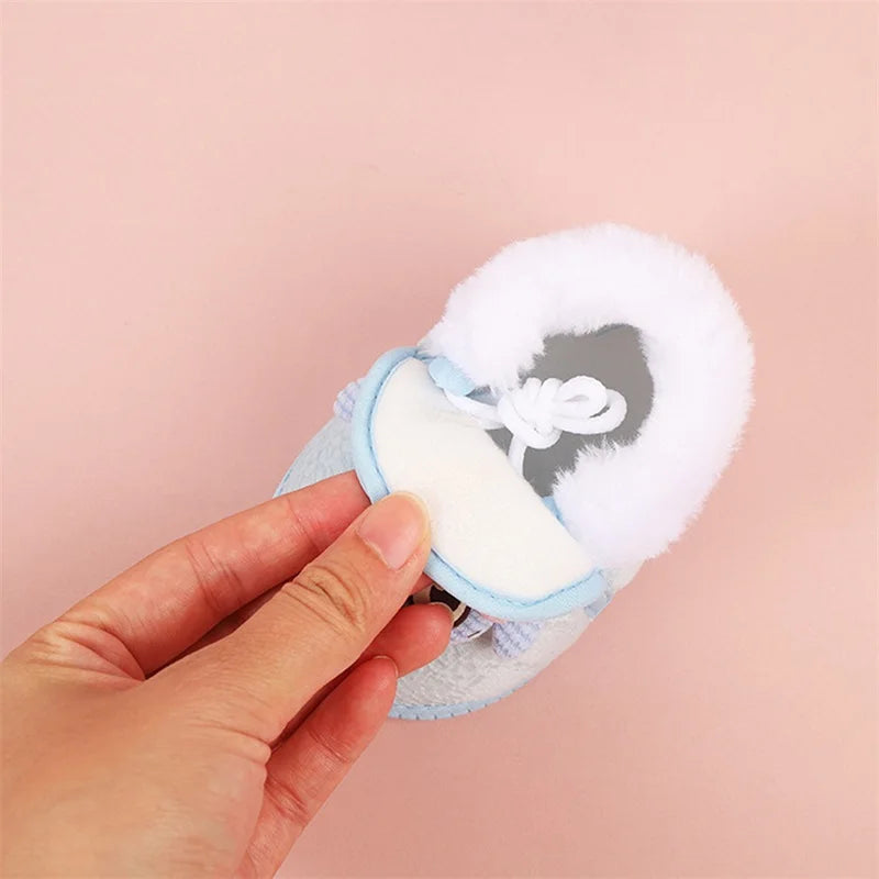 Pudcoco Baby Plush Shoes For First Steps With Non Slip Soles
