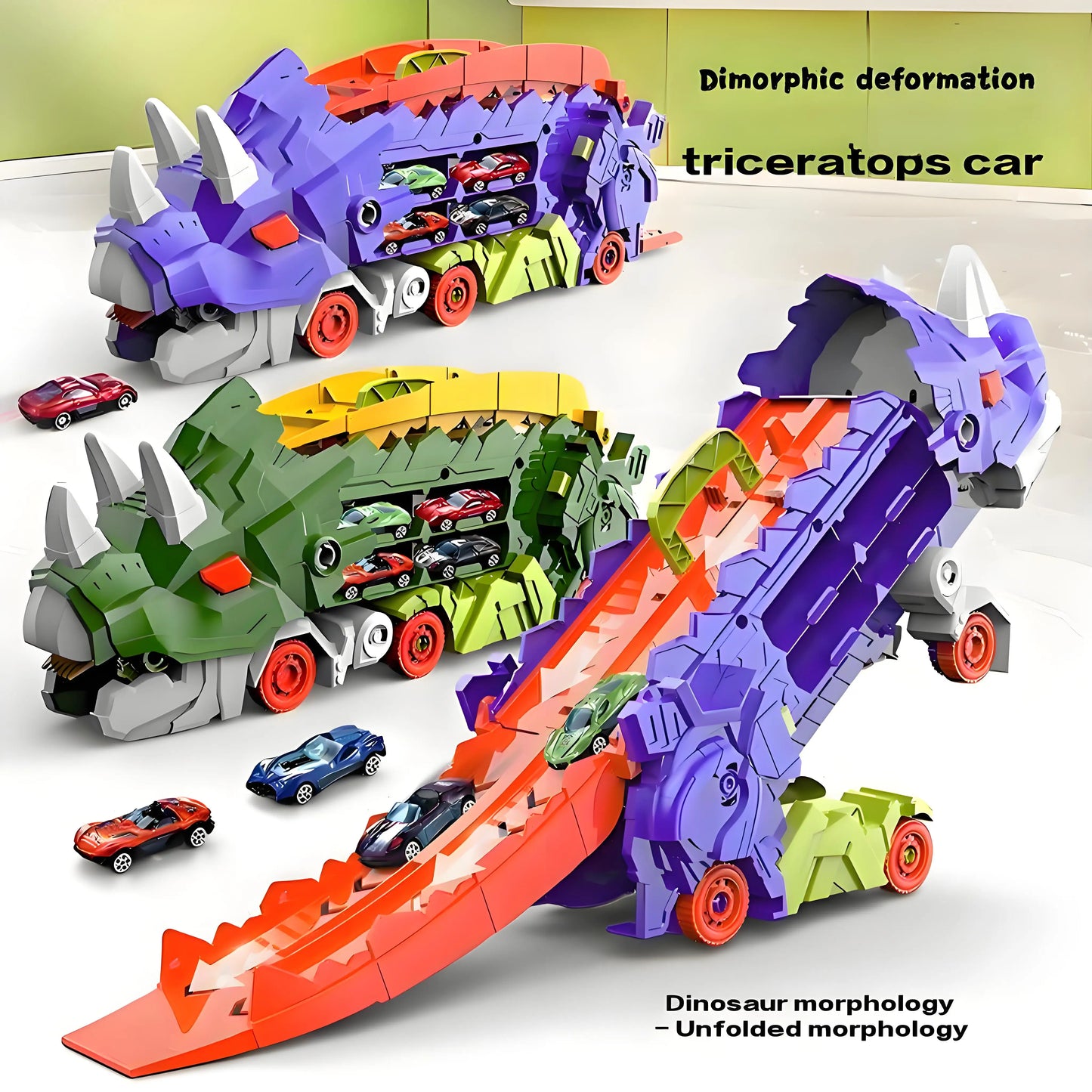 Dinosaur Toy Triceratops Car Tyrannosaurus Rex Play Vehicle