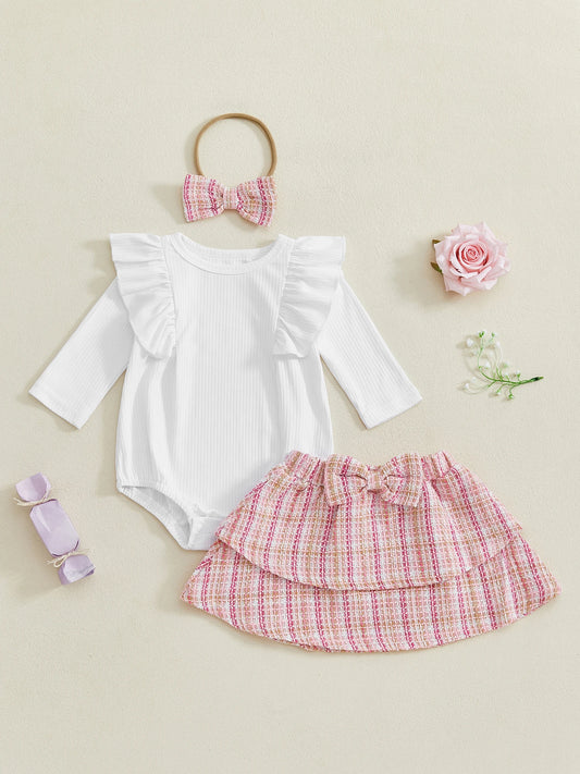 CN Guangdong Baby Girl Autumn Plaid Layered Romper Dress