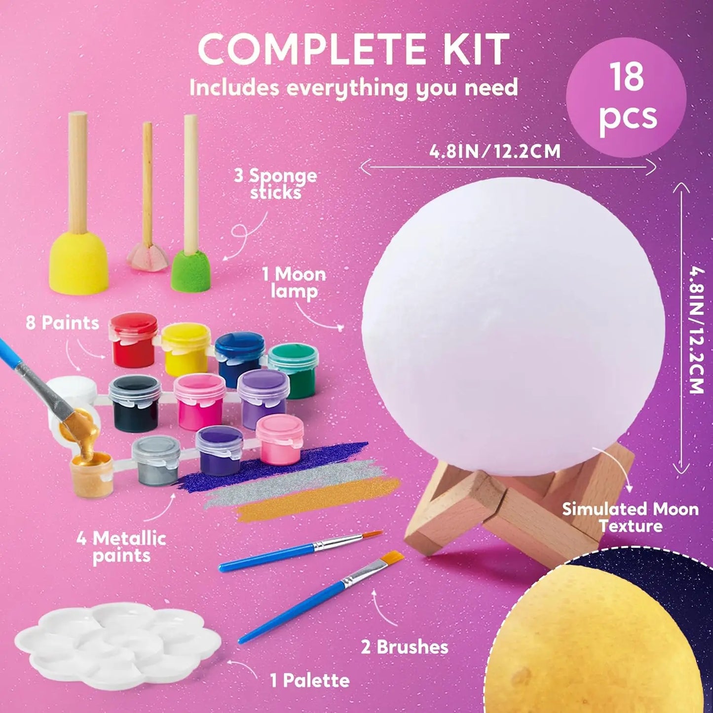 Joyfy Diy Moon Night Light Paint Your Own Lamp Kit