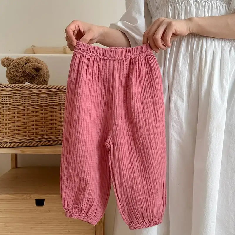 Unisex Kids Anti Mosquito Pants Elastic Waist Lightweight Polyester