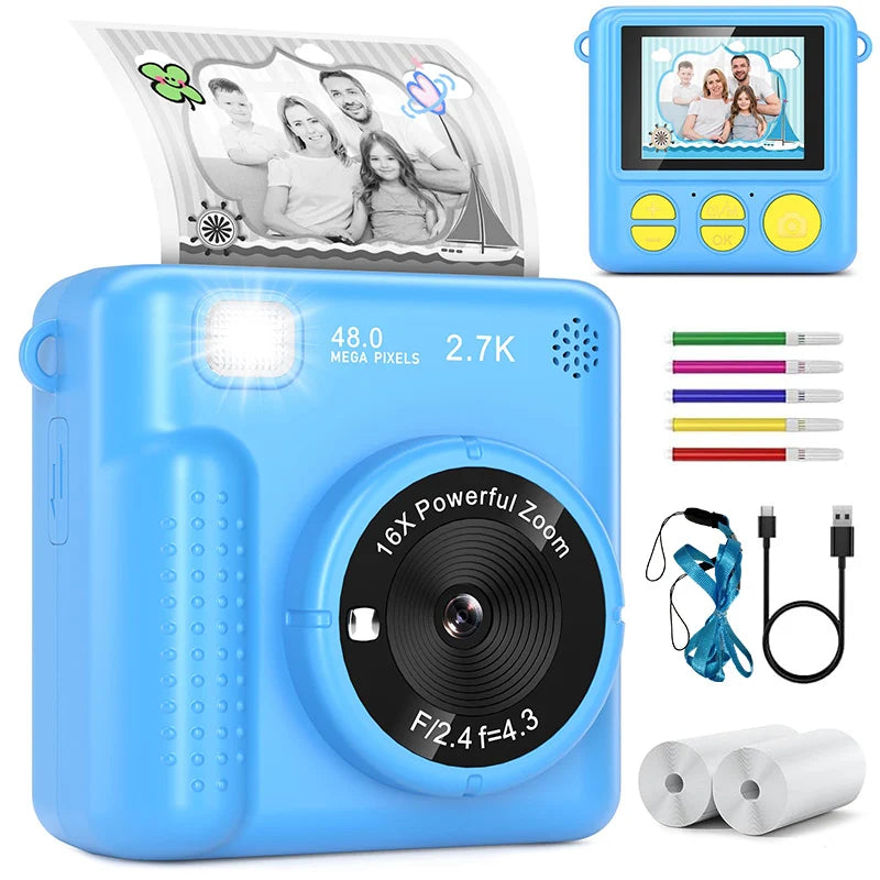 Kids Digital Camera Toy H20 Instant Print FHD Selfies