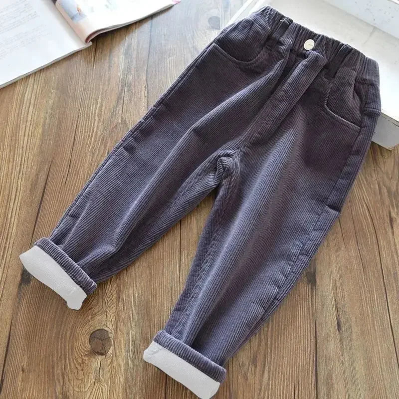 Sonkpuel Kids Warm Corduroy Pants For Autumn Winter