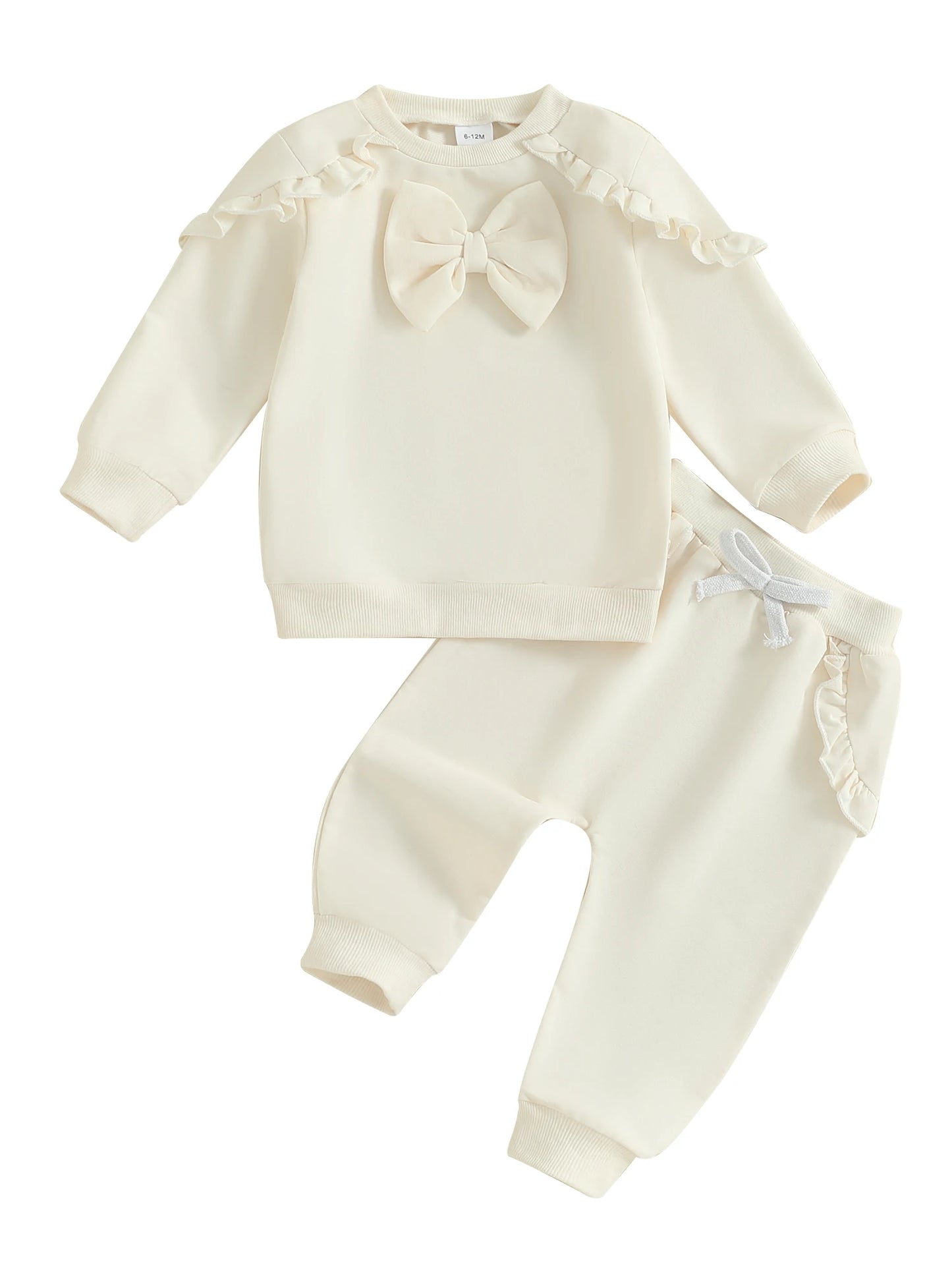 Meihuida Girls 2-Piece Outfit Long Sleeve Ruffle Top And Drawstring Pants