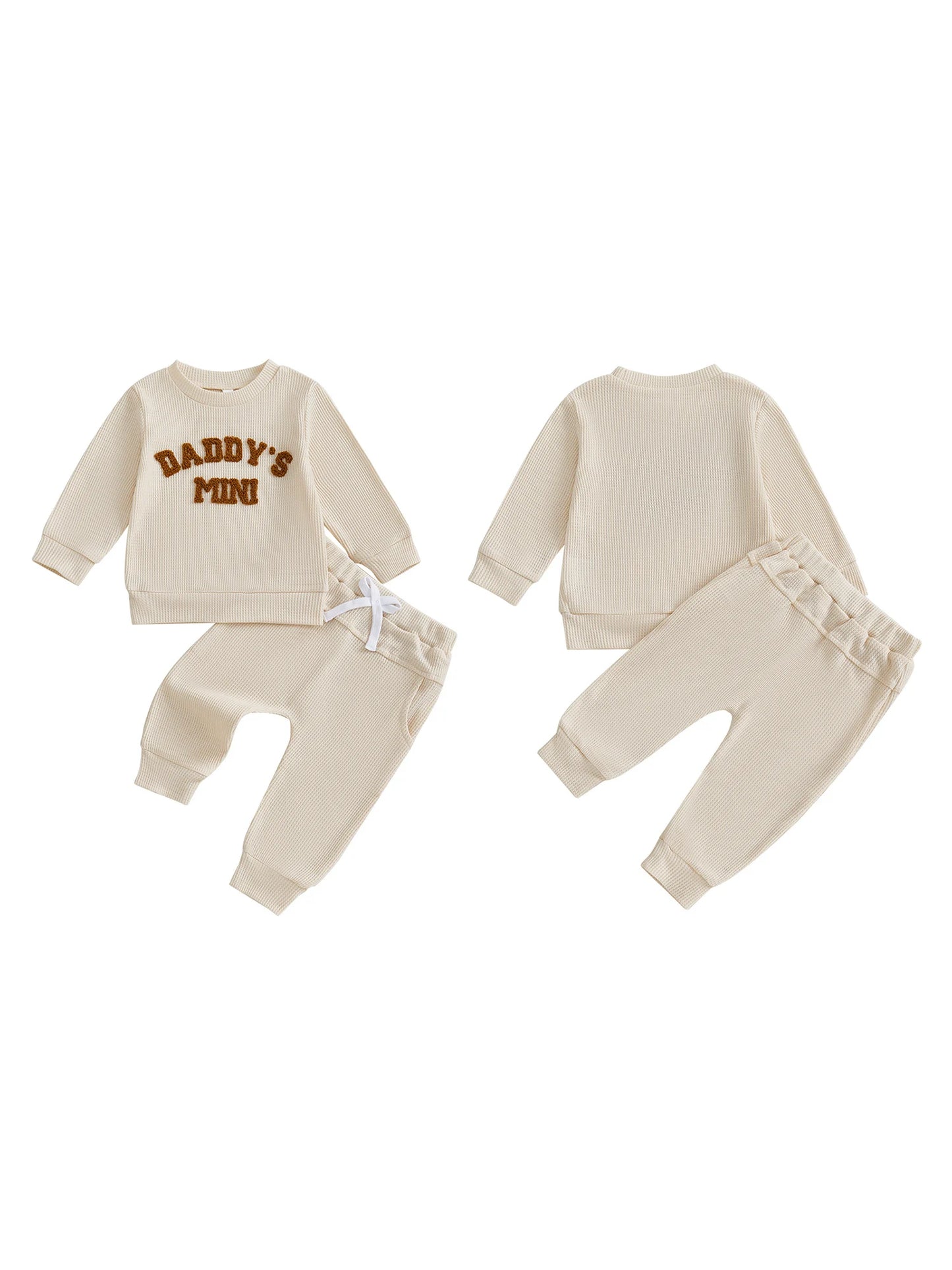 Toddler Boy Autumn Waffle Set With Embroidered Letters