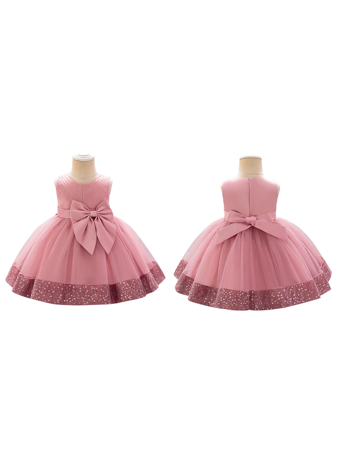 Guangdong CN Girls Sleeveless Round Neck Sequins Tulle Dress