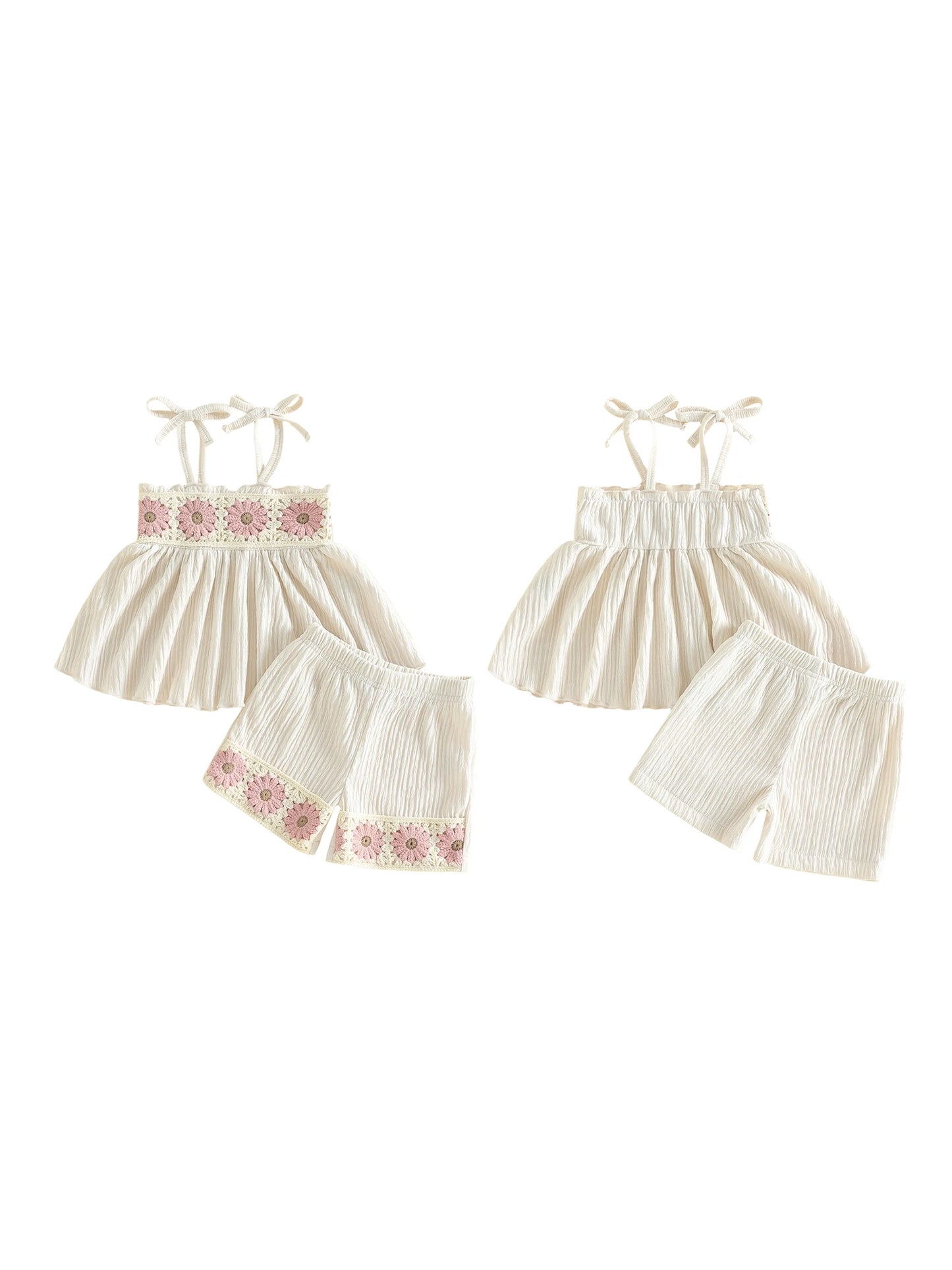 Girls Boho Floral Print Sleeveless Top And Shorts Set