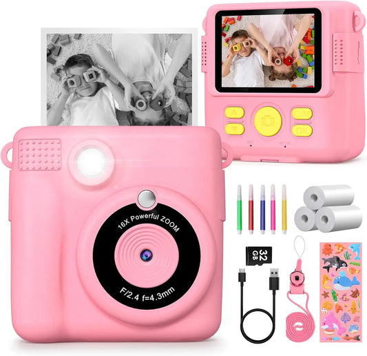DIAMOOKYCN Kids Digital Camera 1080P HD Instant Print Gift