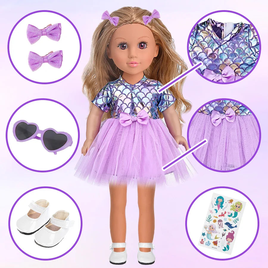 CN Zhejiang Mermaid Dress Doll With Shoes Sunglasses Set