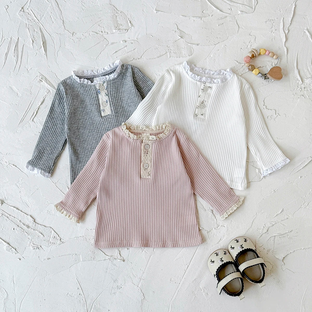 Floral Baby Unisex Cotton Jersey Long Sleeve Polo Shirt