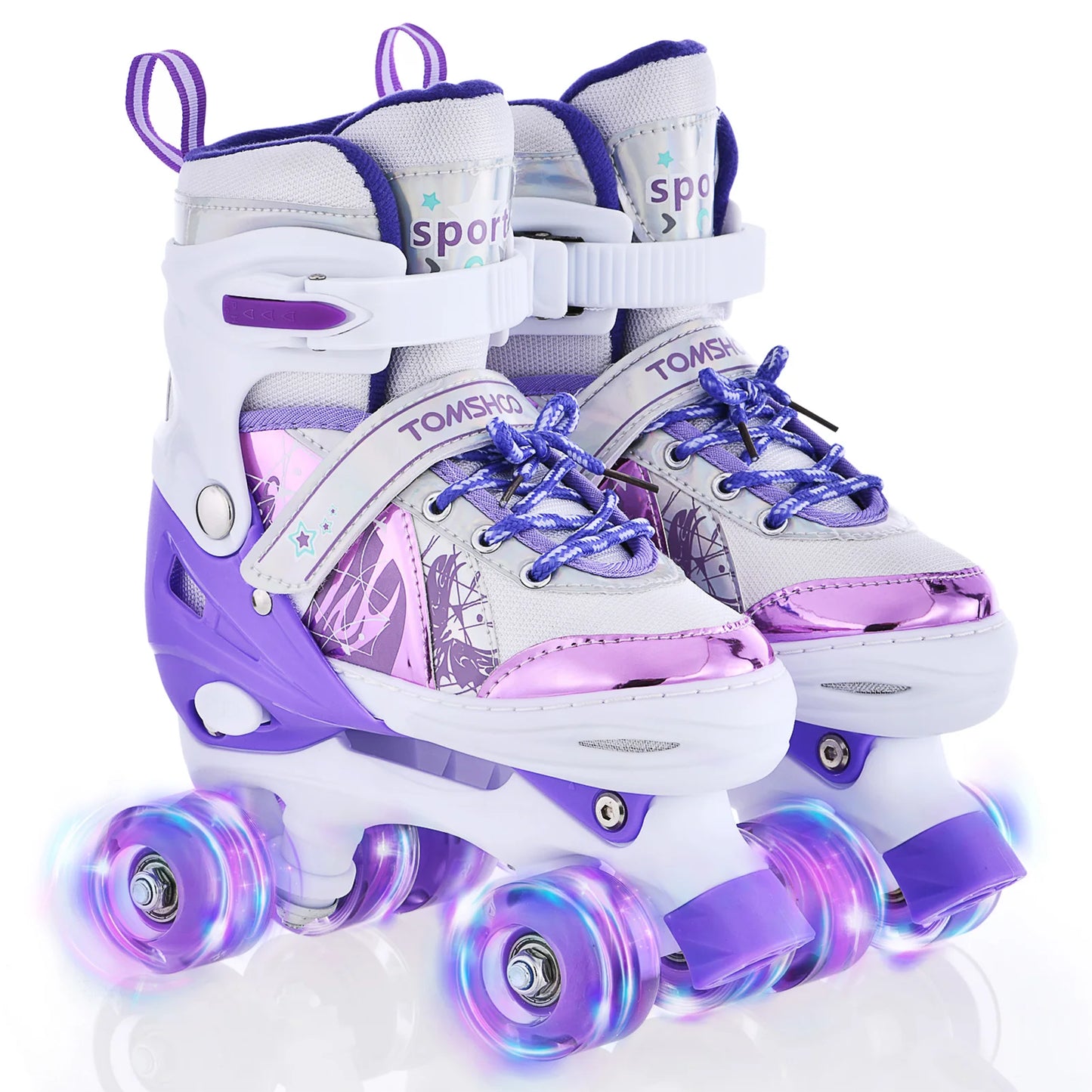 DOACT Adjustable Light Up Roller Skates For Kids Girls Boys
