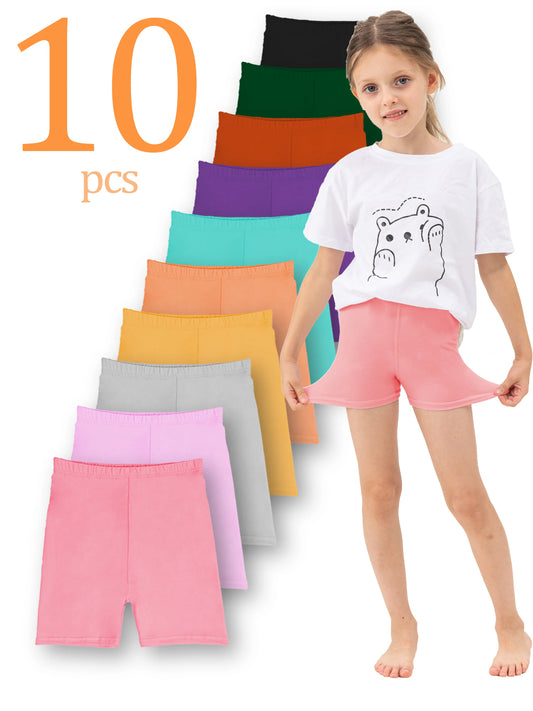 Girls Stretchy Soft Biker Shorts Elastic Waist Multipack for Summer