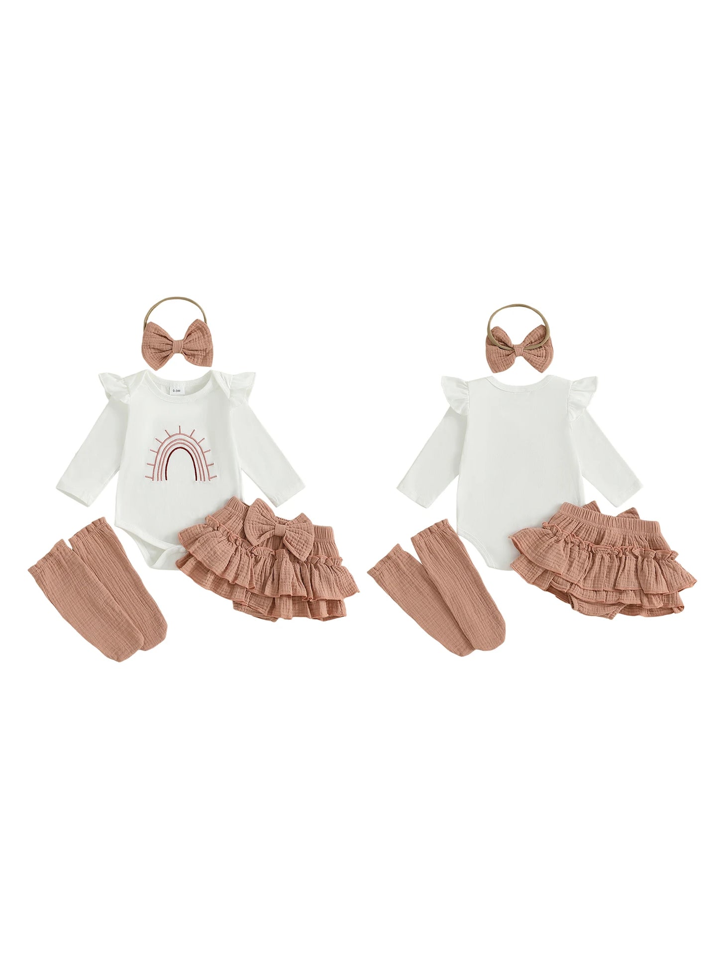 Guangdong Toddler Girls Autumn 4 Piece Romper Headband Set