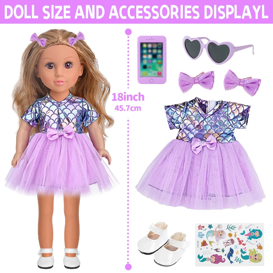 CN Zhejiang Mermaid Dress Doll With Shoes Sunglasses Set