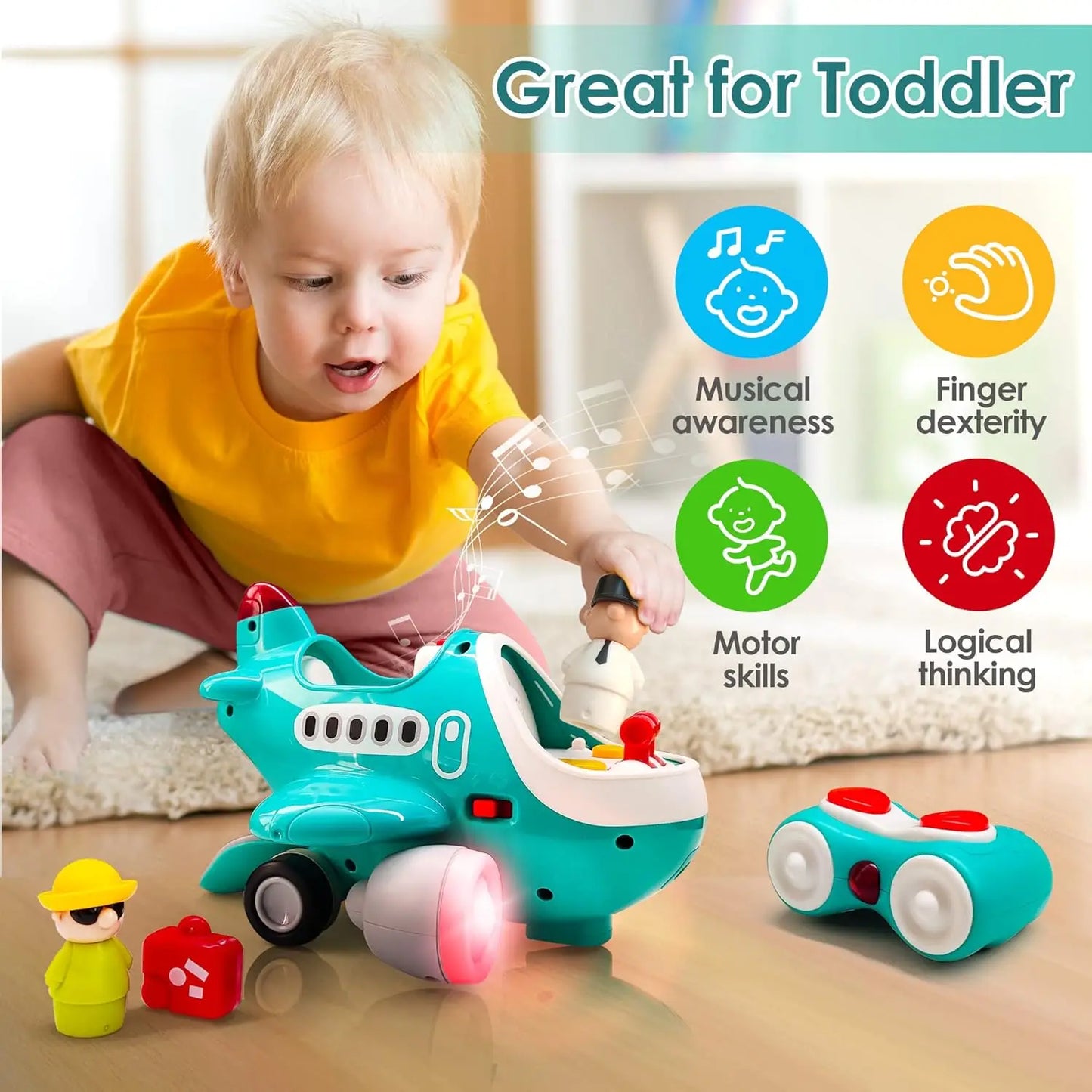 Baby Airplane Toy, Remote-controlled AirplaneToy, Suitable For 2-3 Year Old Children, Baby Music Remote-controlled Helicopter,