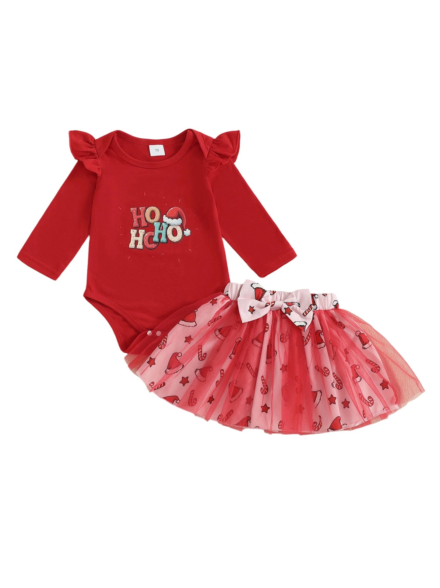 Guangdong Baby Winter Romper Set Print Bow Tulle Skirt
