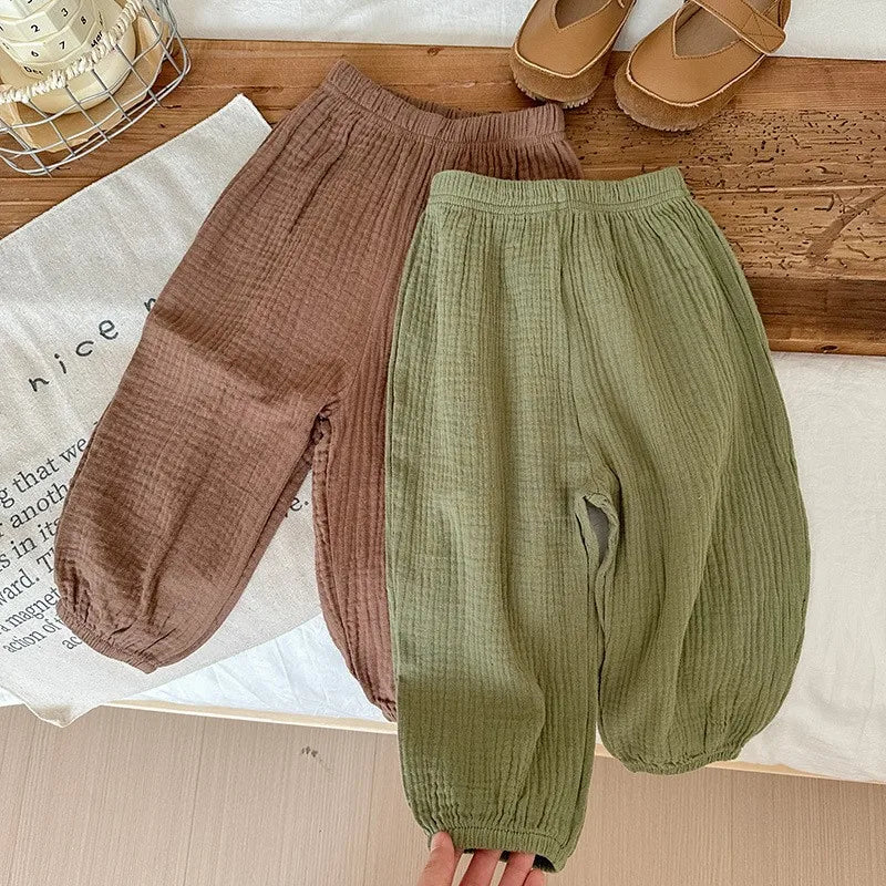 Unisex Kids Anti Mosquito Pants Elastic Waist Lightweight Polyester