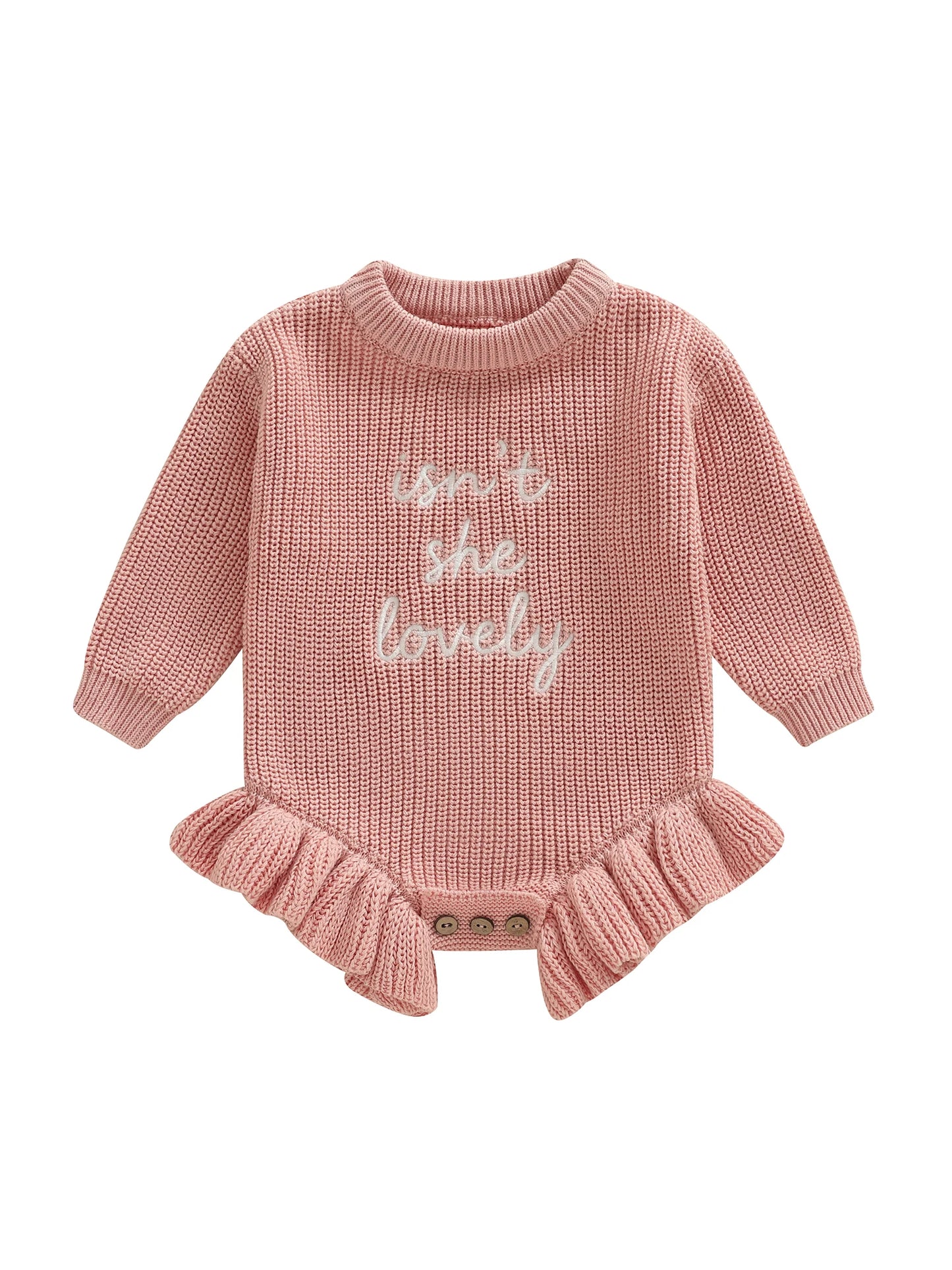 Guangdong Baby Girls Cozy Knitted Romper Embroidered