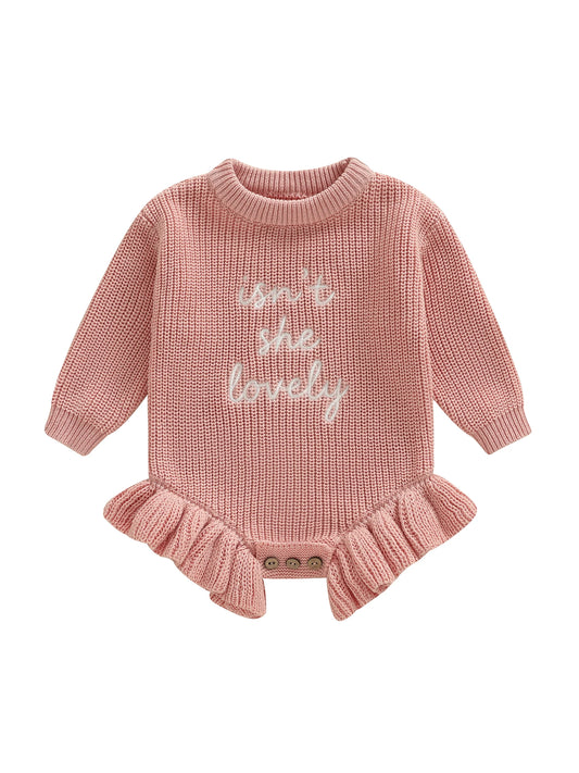 Guangdong Baby Girls Cozy Knitted Romper Embroidered