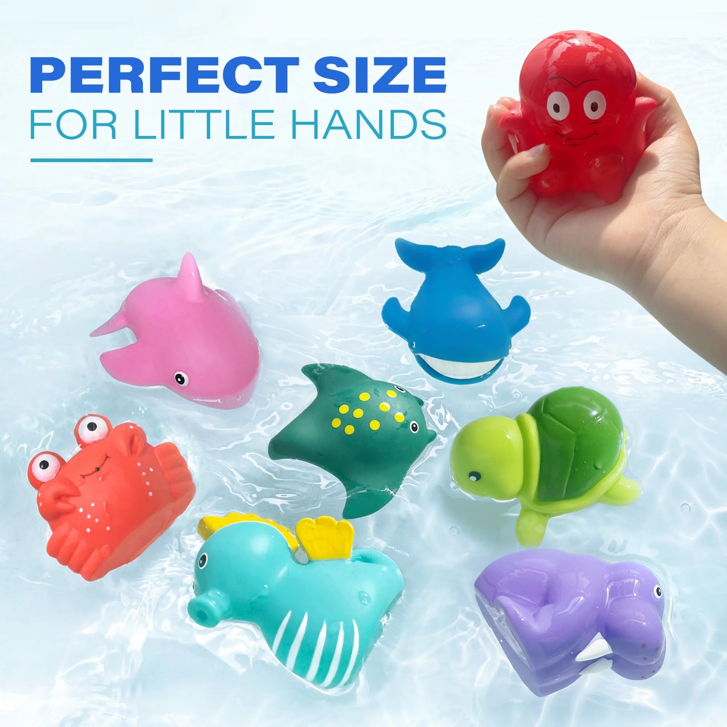 LotFancy 8 Pack Bath Toys Mold Free Ocean Animals Bathtub