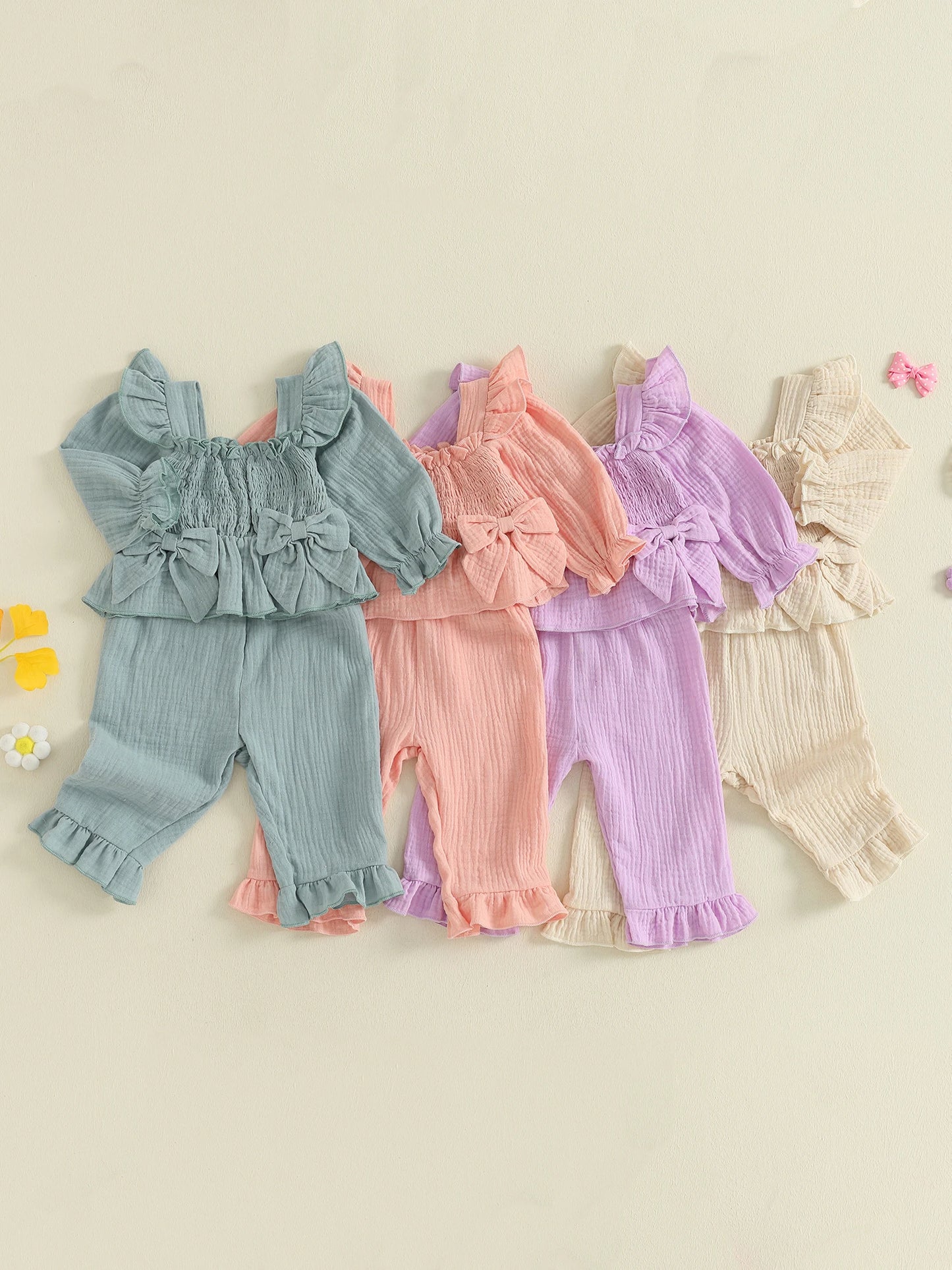 Infant Girl Autumn Floral Round Neck Sweater And Leggings Set