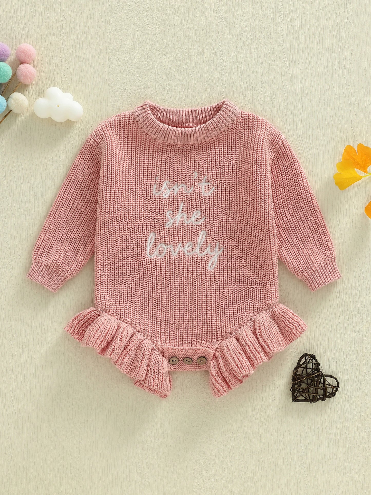 Guangdong Baby Girls Cozy Knitted Romper Embroidered