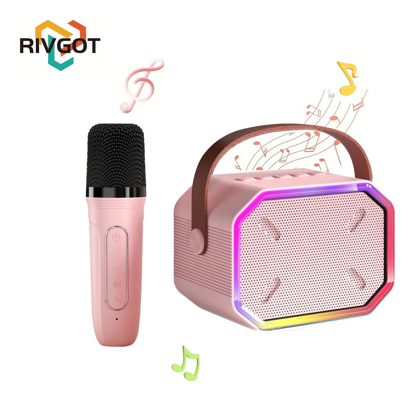 RIVGOTC Mini Karaoke Machine for Kids Bluetooth Microphone