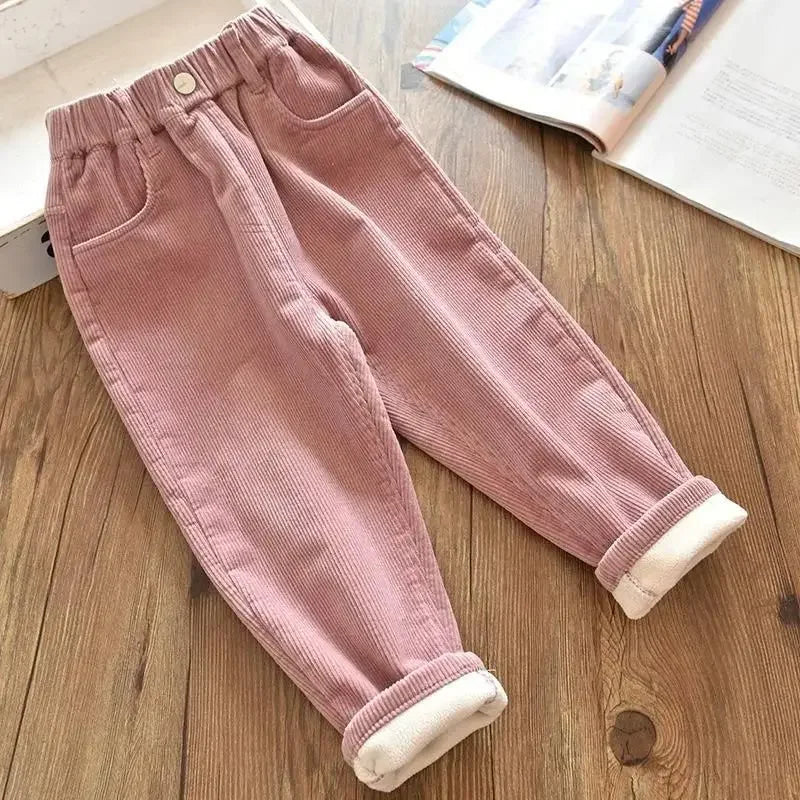 Sonkpuel Kids Warm Corduroy Pants For Autumn Winter