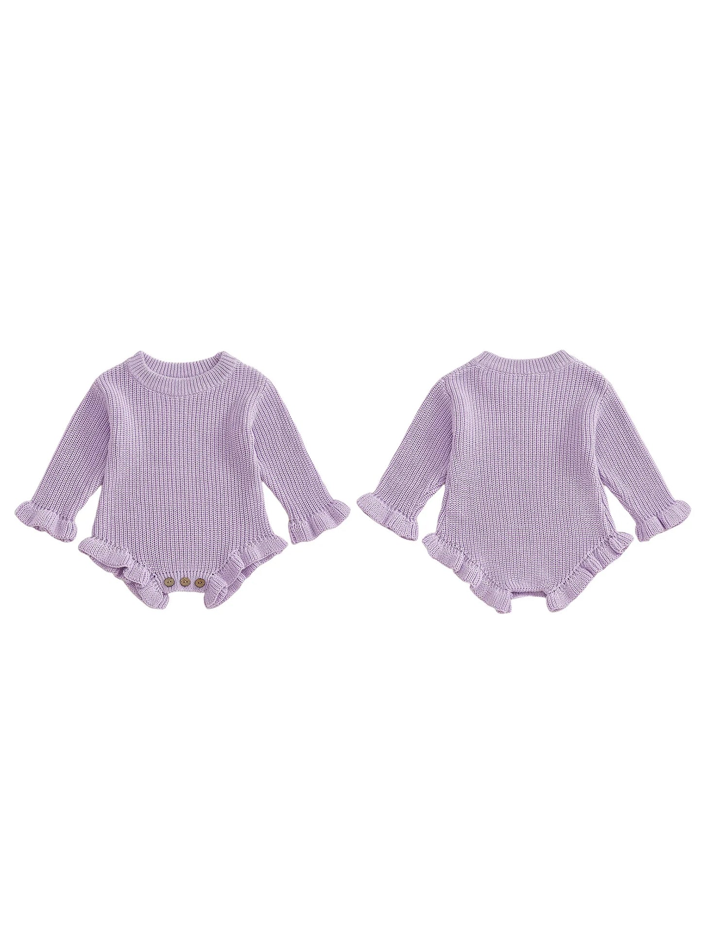 Guangdong Baby Knitted Bodysuit Round Neck Ruffled Sleeves