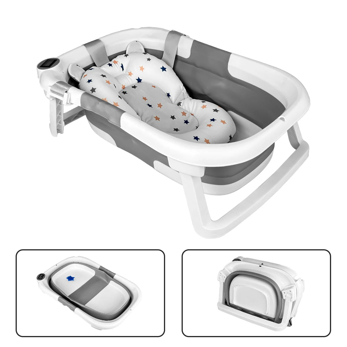 Hignconcerned Foldable Baby Bathtub With Thermometer