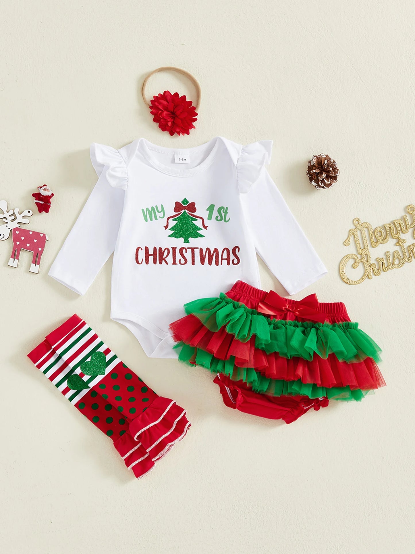 CN Guangdong Toddler Girl Winter Holiday Sequin 4-Piece Set