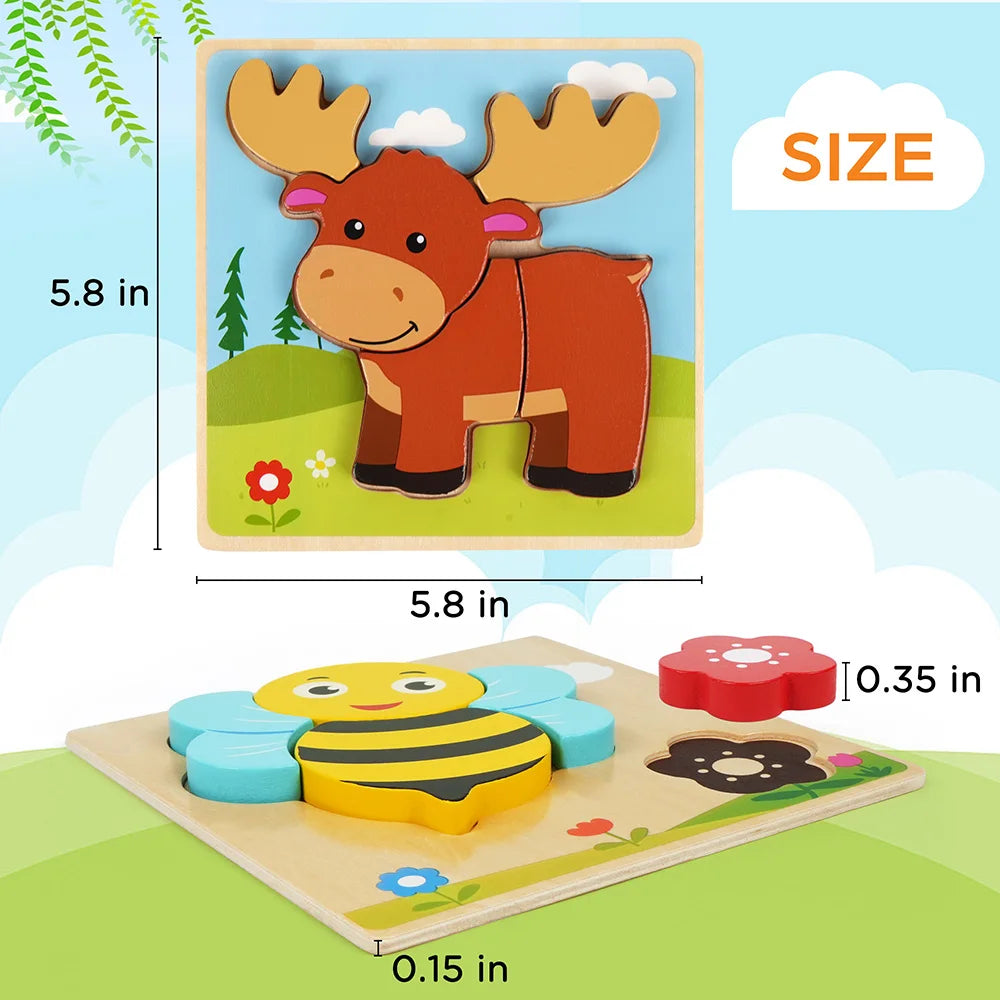 Hign-concerned Animal Wooden Puzzles For Toddlers Learning
