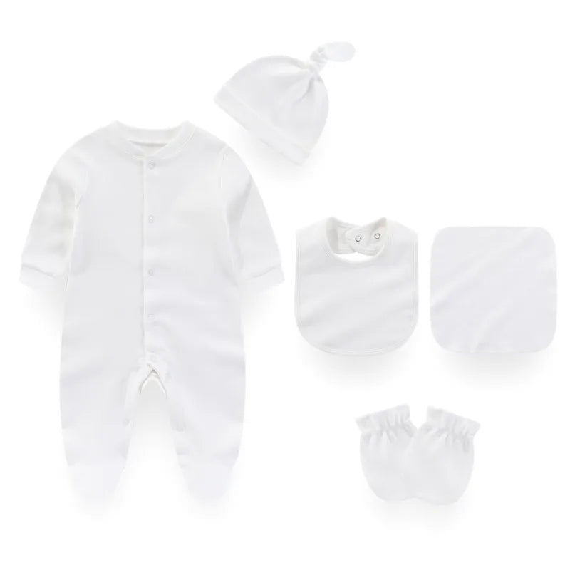 KiddiezoomCN Unisex Baby Romper Set Burp Cloth Bib Hats