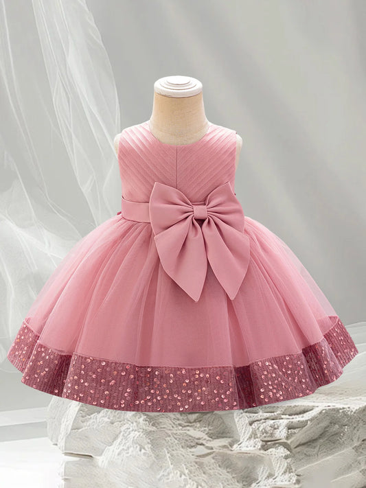 Guangdong CN Girls Sleeveless Round Neck Sequins Tulle Dress