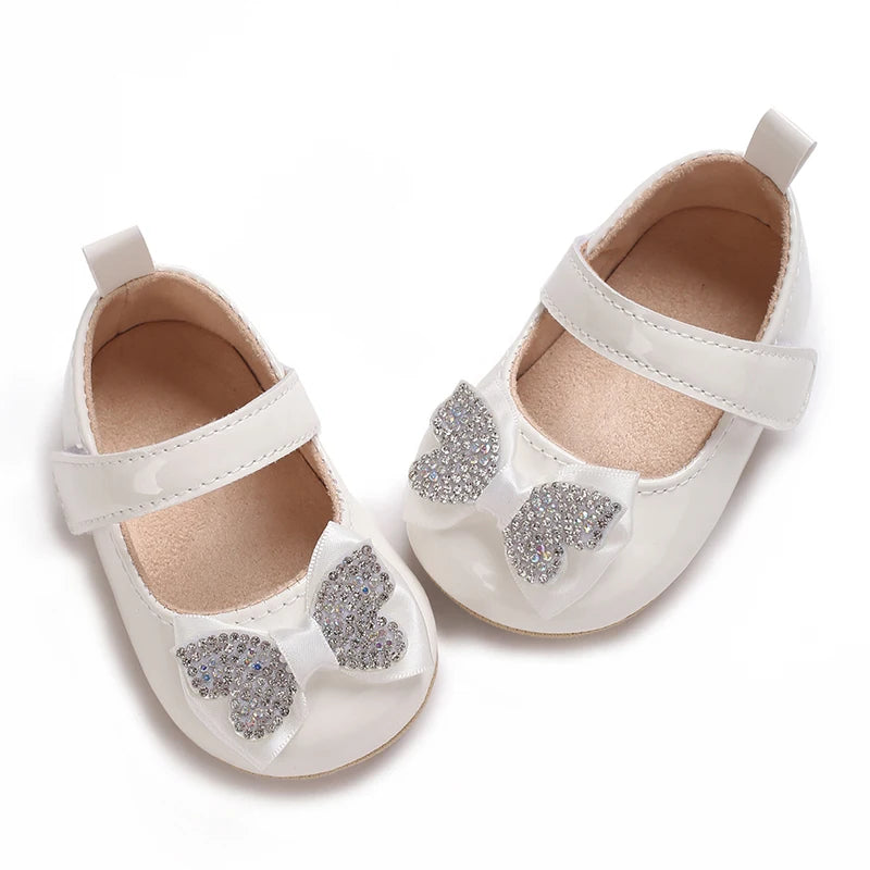 Baby Girls First Walkers Butterfly Knot Shoes Soft Rubber Bottom