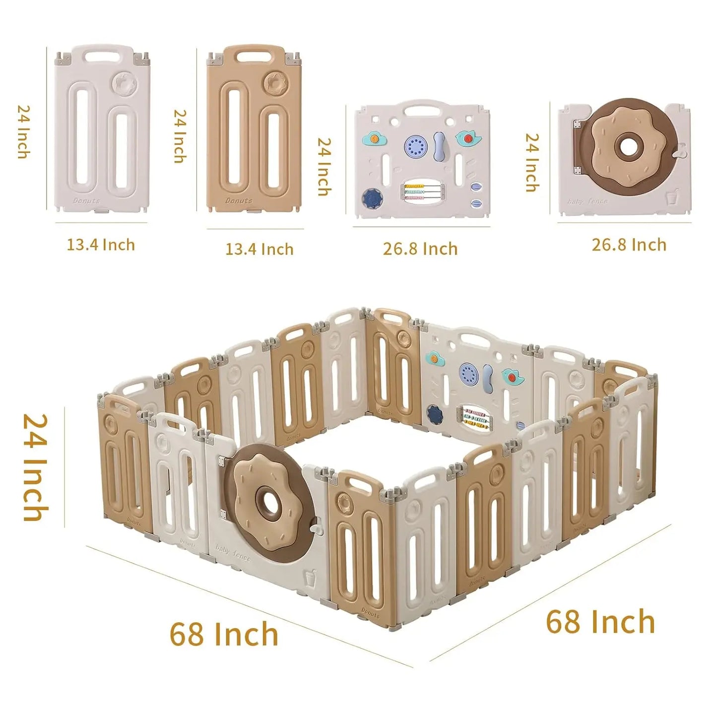SHXIH Foldable Baby Playpen With Safety Gate Panels 14 18 22