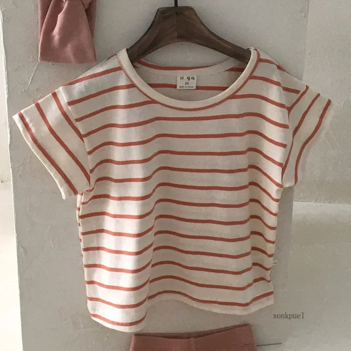 Sonkpuel Baby Boy Stripe Shirt Cotton Summer Short Sleeve
