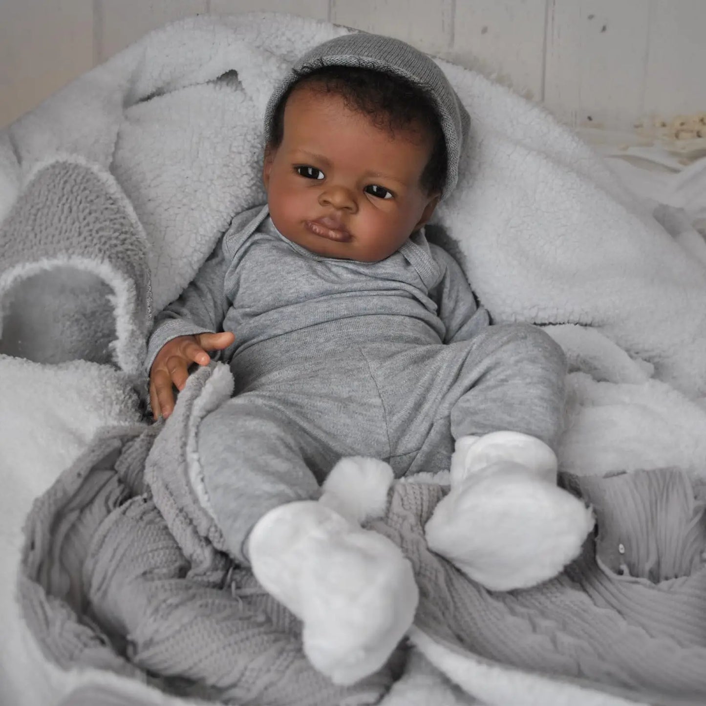Risbecko Lifelike Reborn Baby Doll African American Cloth