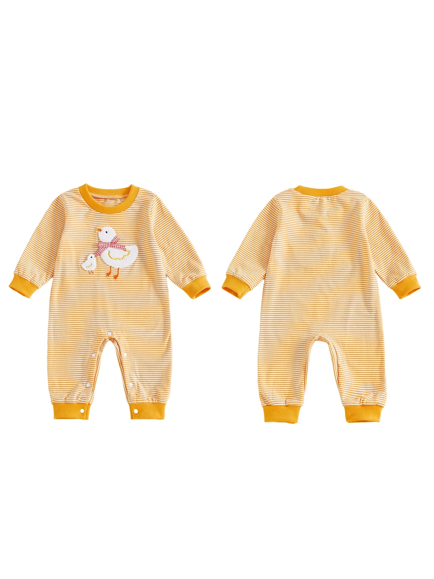 Infant Bear Applique Bodysuit Romper With Button Closure