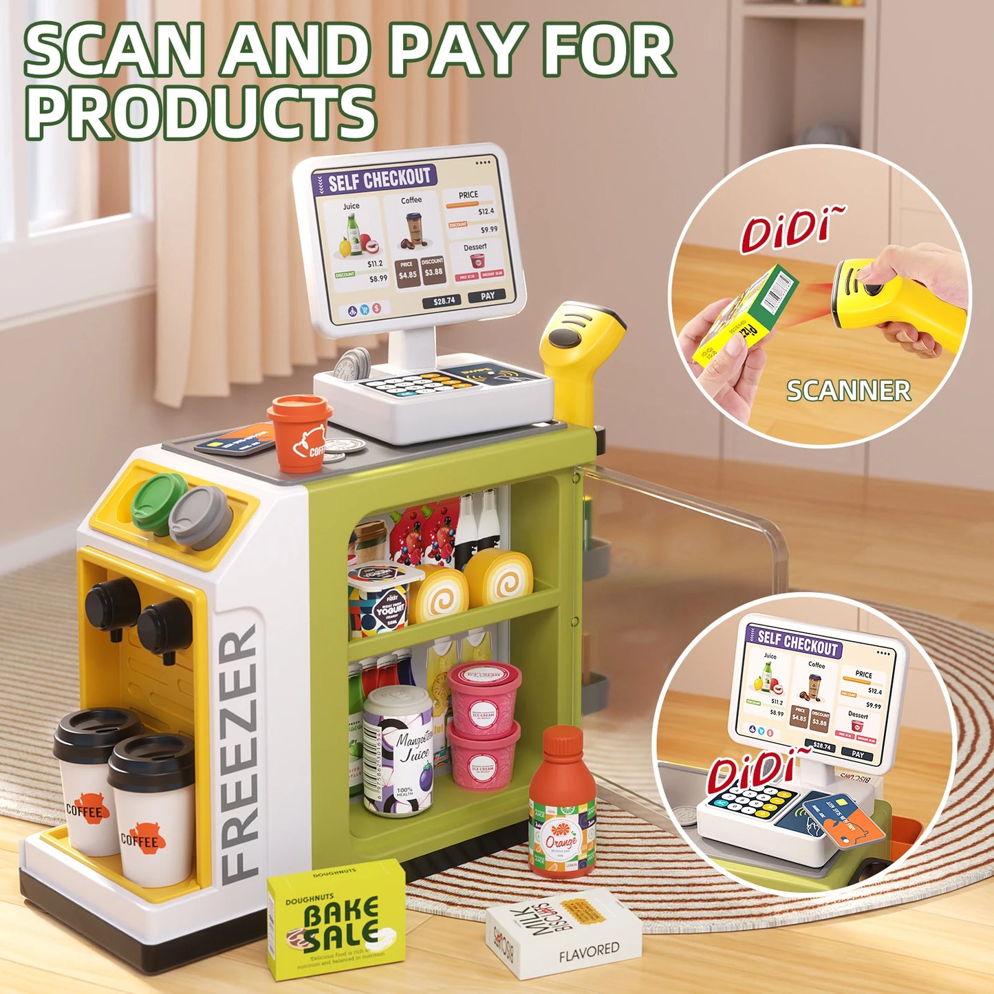 Jovow Children Supermarket Toy Vending Machine Puzzle