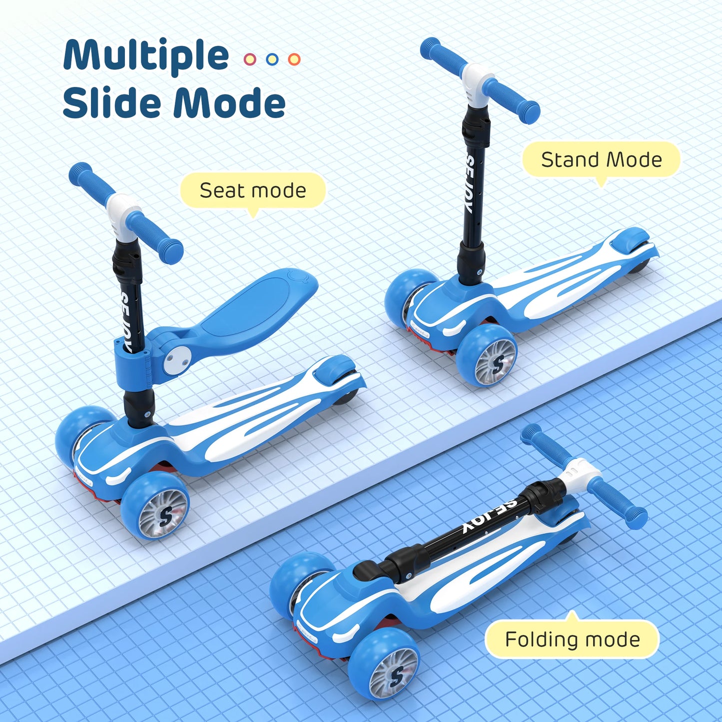 Three Wheel Kick Scooter With LED Lights For Kids Outdoor