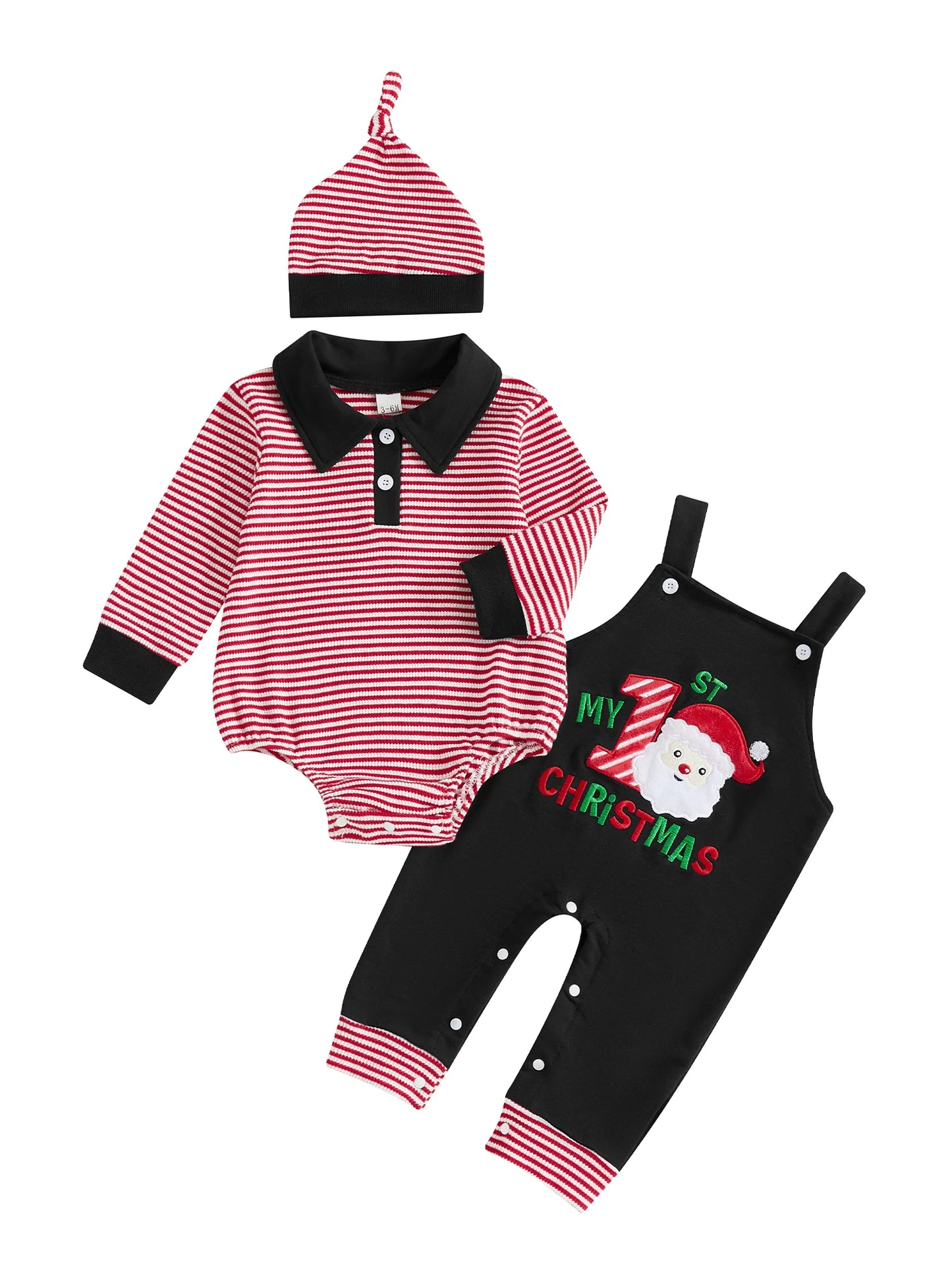 Winter Baby Girl Plaid Romper Set 3Pcs With Christmas Bow