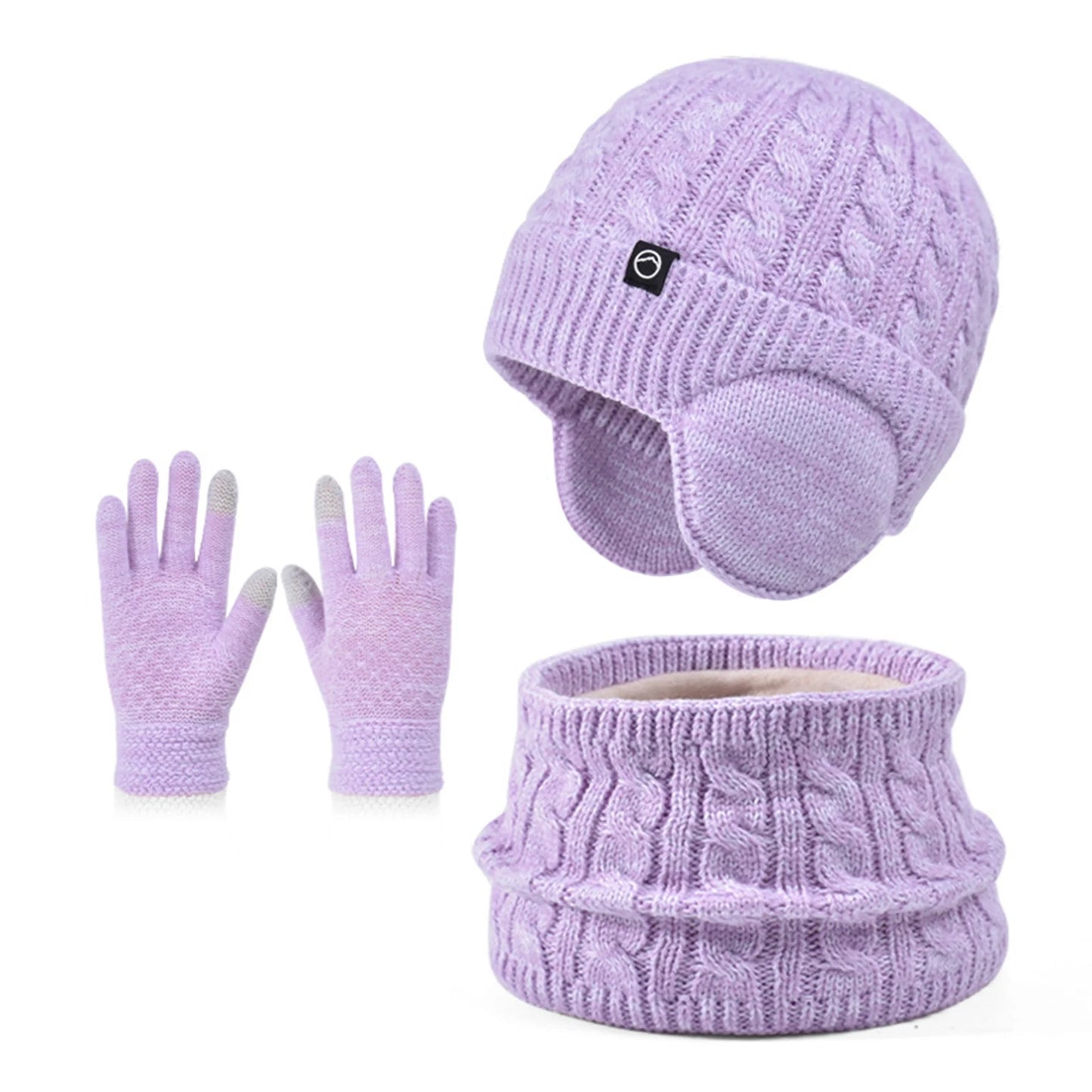WinterKnit Hat Scarf and Gloves Set for Children ThermalInsulationAllWeatherProtection