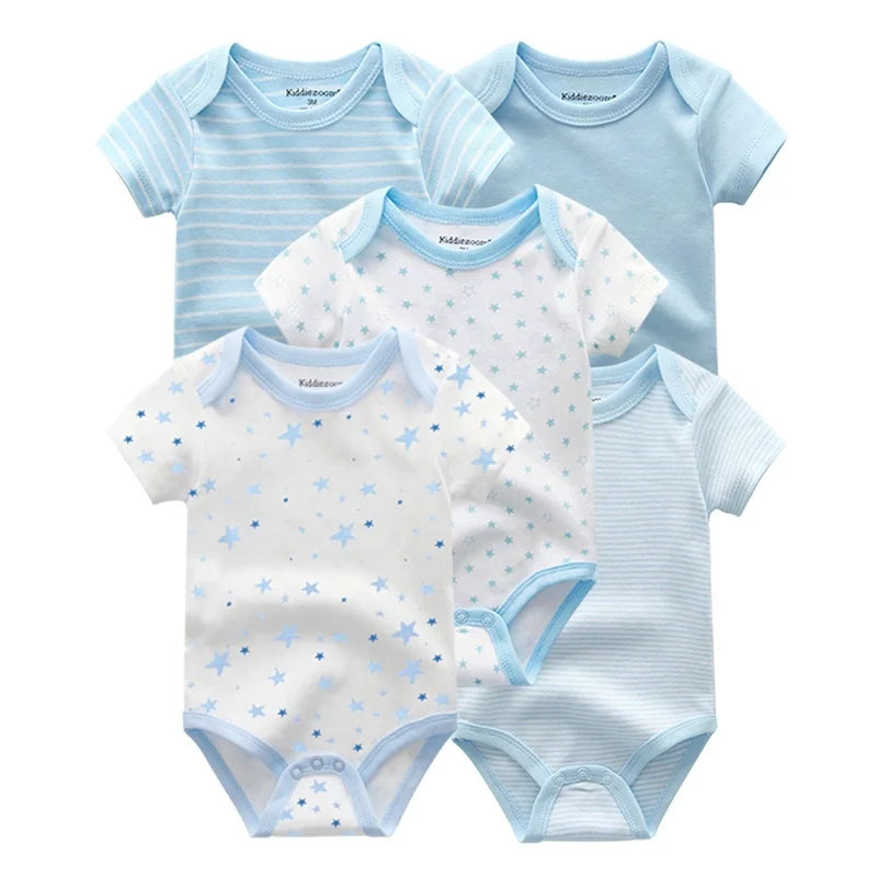 Kiddiezoom Summer 5 Piece Cartoon Bodysuits For Newborns